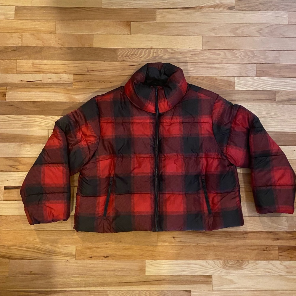 Old navy Red and black plaid puffer jacket